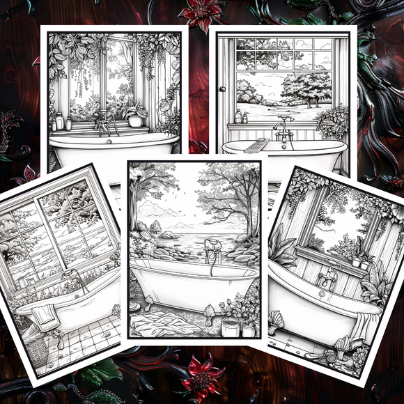 Bath Time Bliss Adult Coloring Book Vol. 1 - 50 Printable Coloring Pages