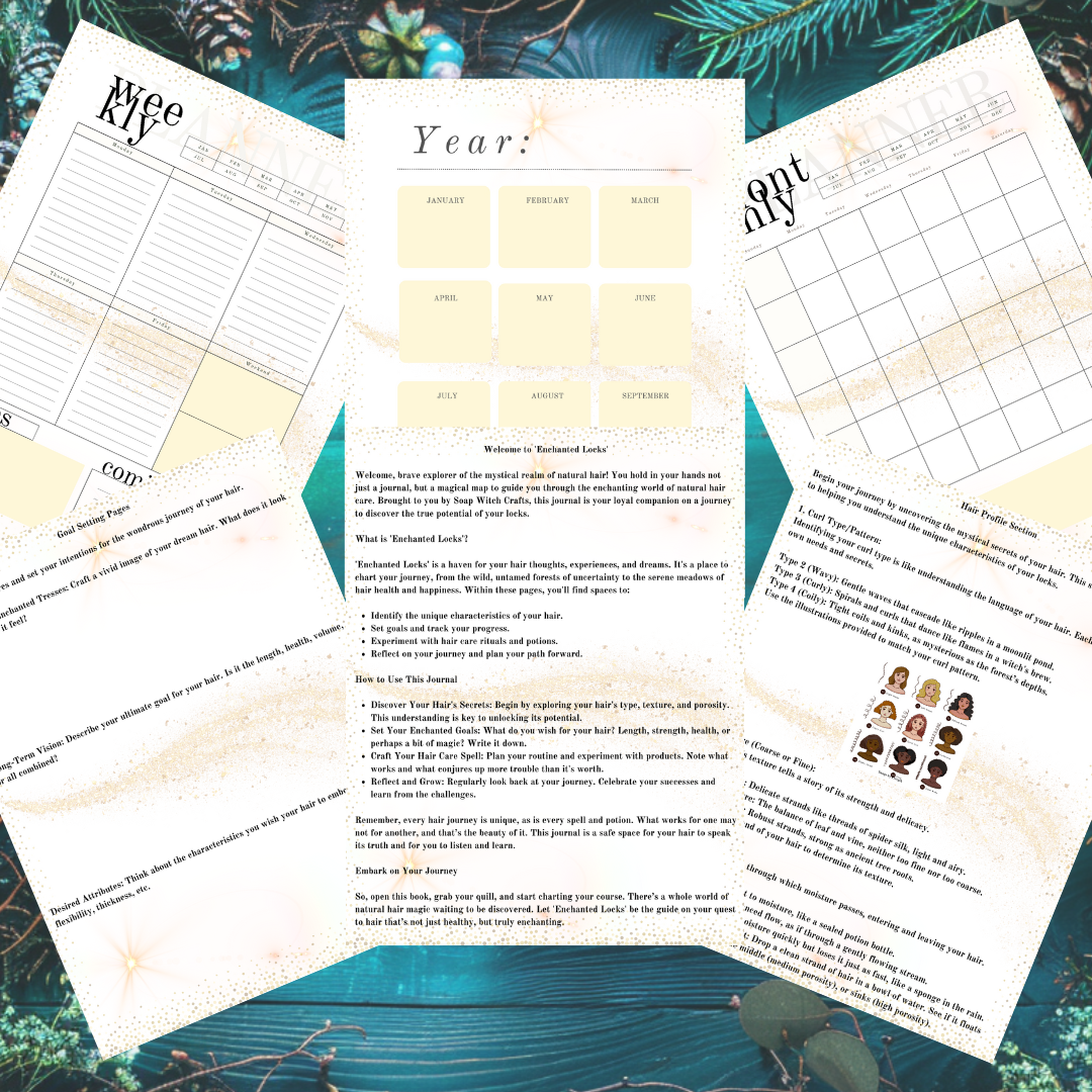 Enchanted Locks Coily Cover - 17 Printable Journal Planner Pages - 0