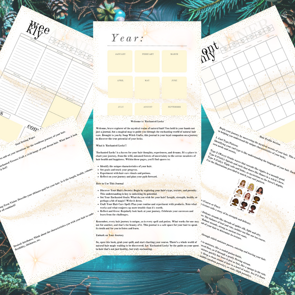 Enchanted Locks Coily Cover - 17 Printable Journal Planner Pages