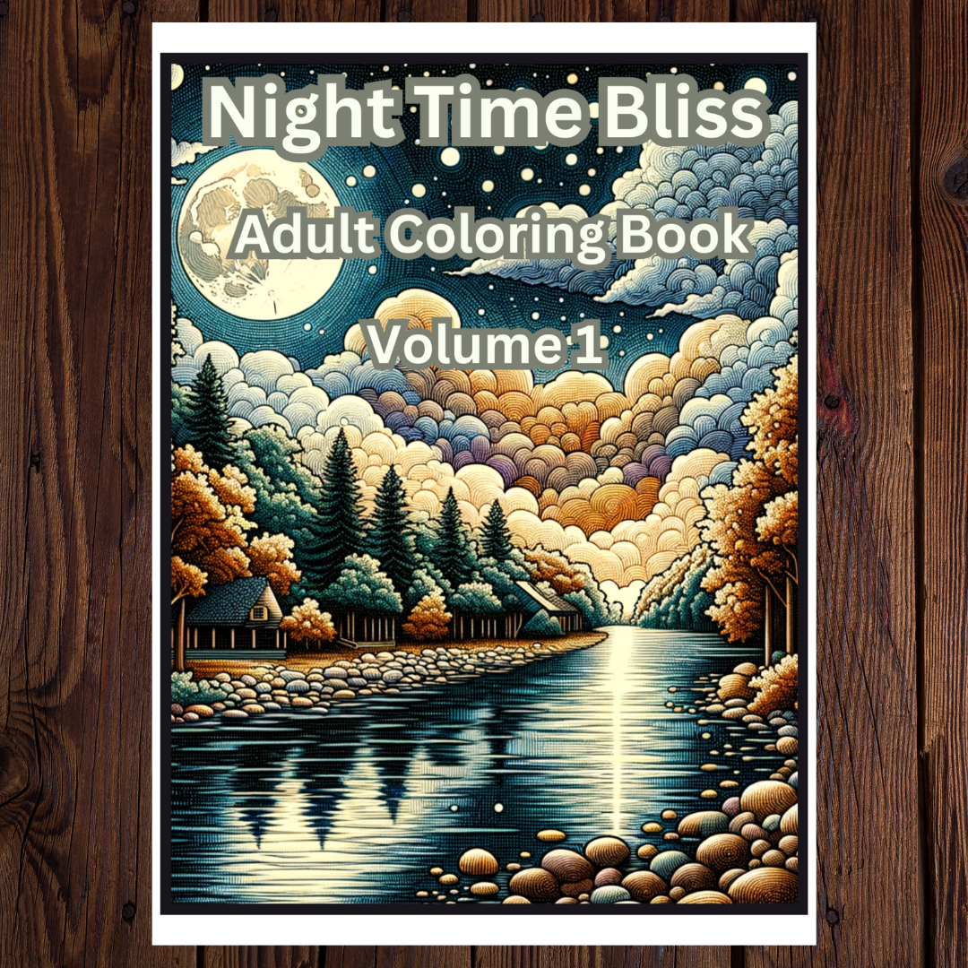 Night Time Bliss Adult Coloring Book Vol. 1 - 50 Printable Coloring Pages