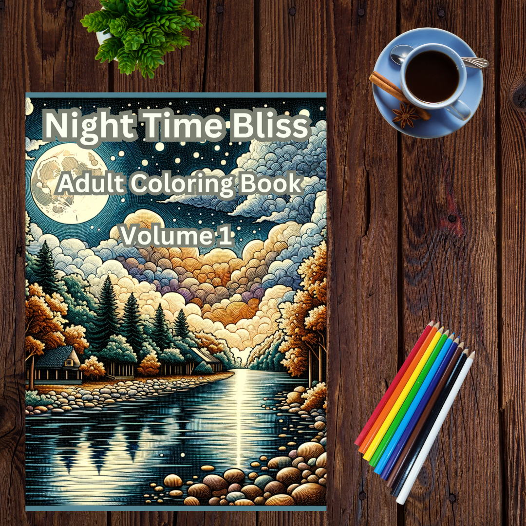 Night Time Bliss Adult Coloring Book Vol. 1 - 50 Printable Coloring Pages
