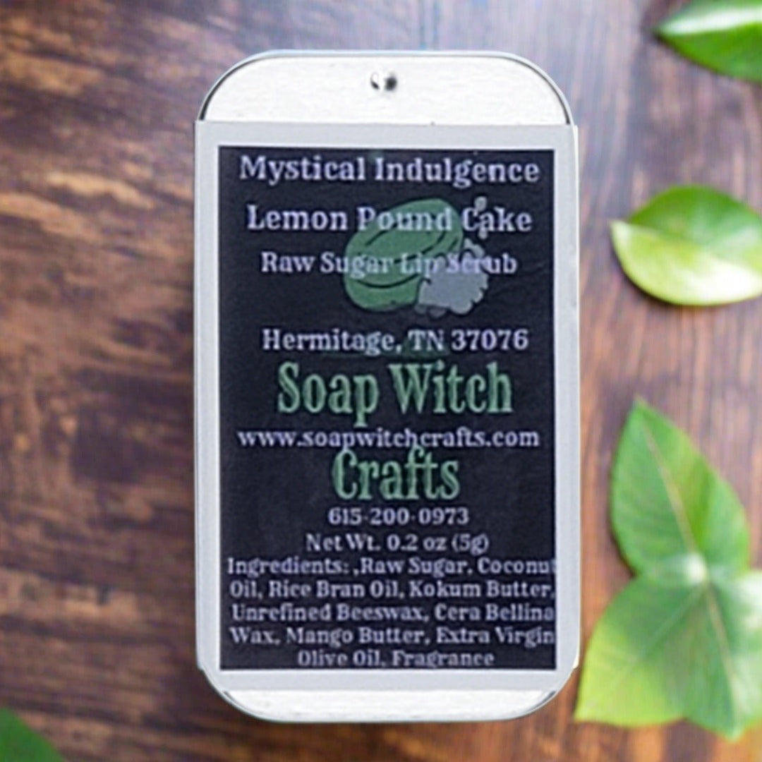 Mystical Indulgence Raw Sugar Lip Scrub - Lemon Pound Cake - Soap Witch Crafts