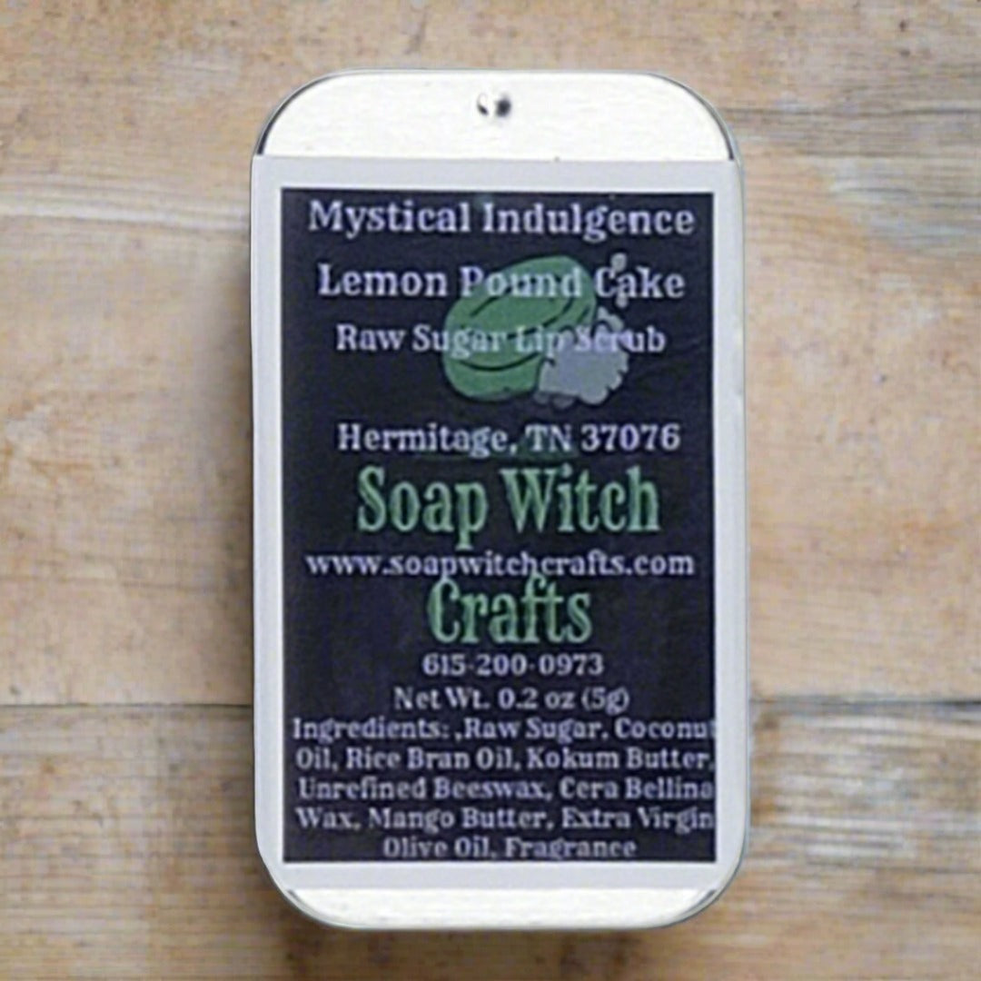 Mystical Indulgence Raw Sugar Lip Scrub - Lemon Pound Cake - Soap Witch Crafts