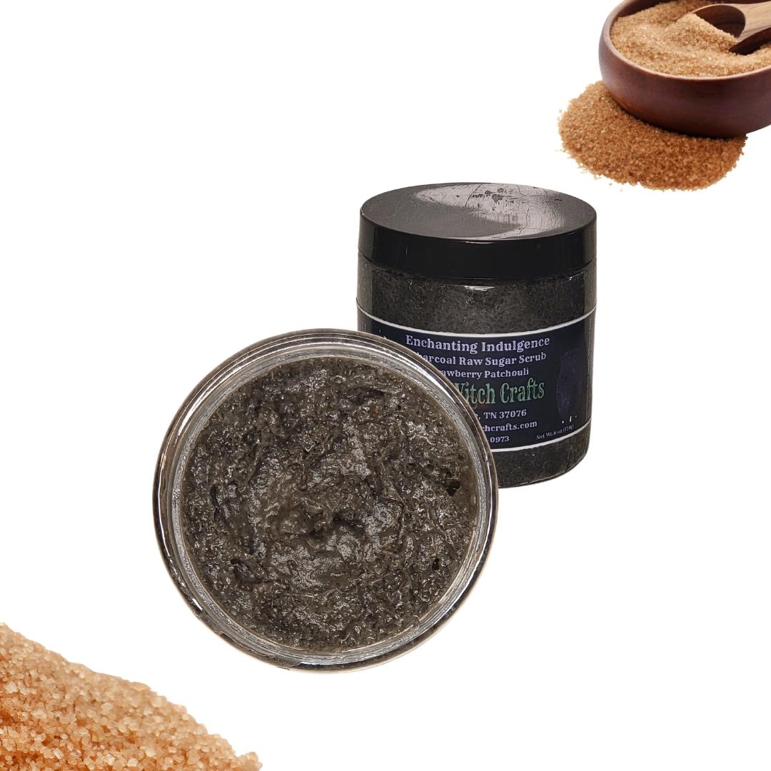 Enchanting Indulgence Charcoal Raw Sugar Scrub - Strawberry Patchouli